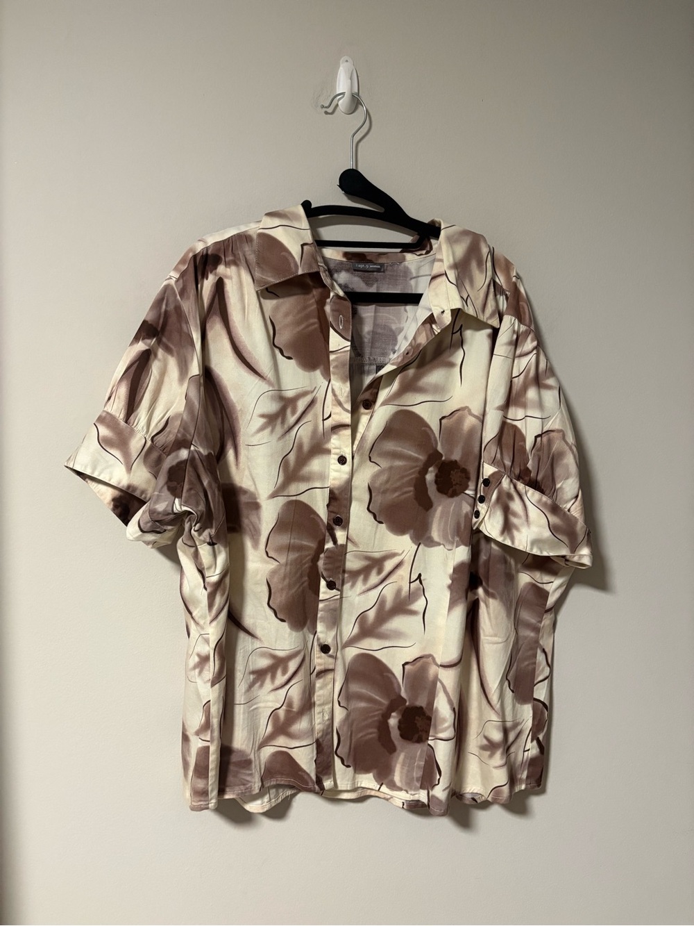 Apt. 9 Floral Short Sleeve Blouse 2XL